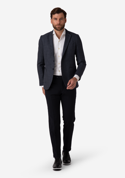 Contemporary Fit Grey Black Checked Blazer