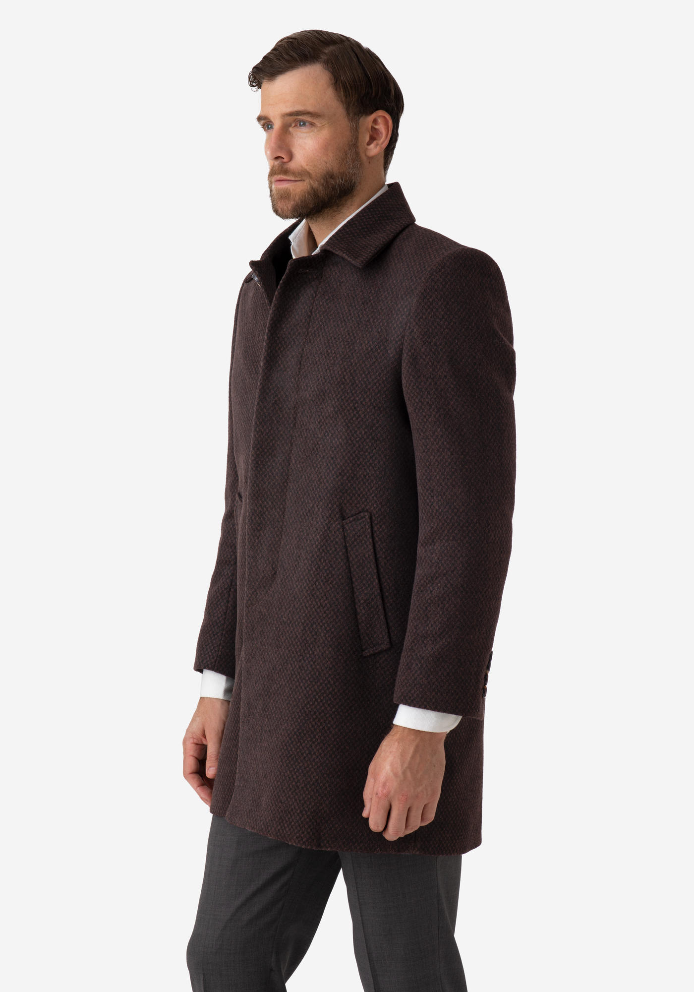 Mud Brown Poly Wool Coat