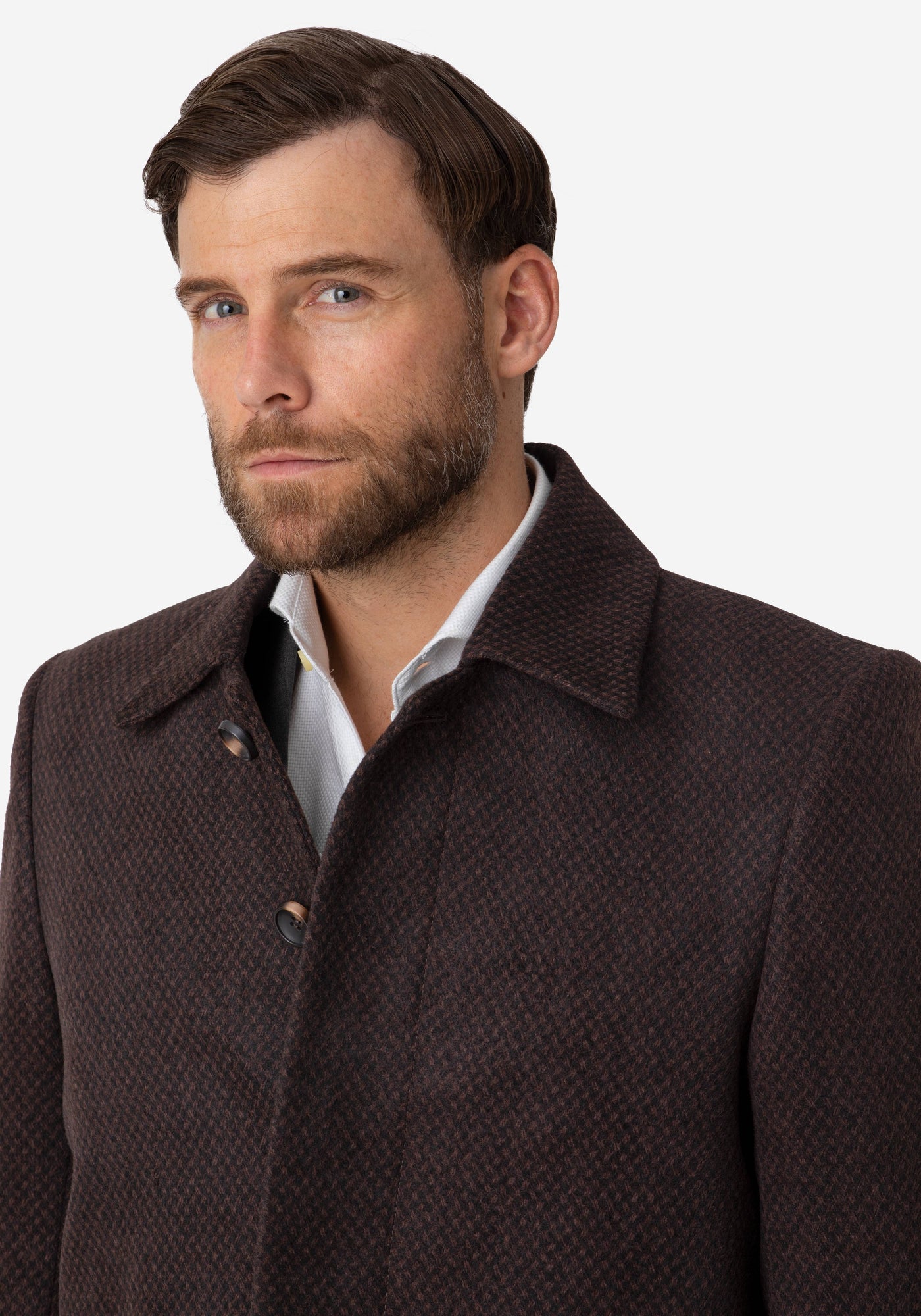 Mud Brown Poly Wool Coat