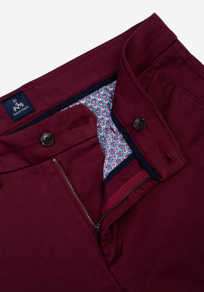 Contemporary Fit Burgundy Gabardine
