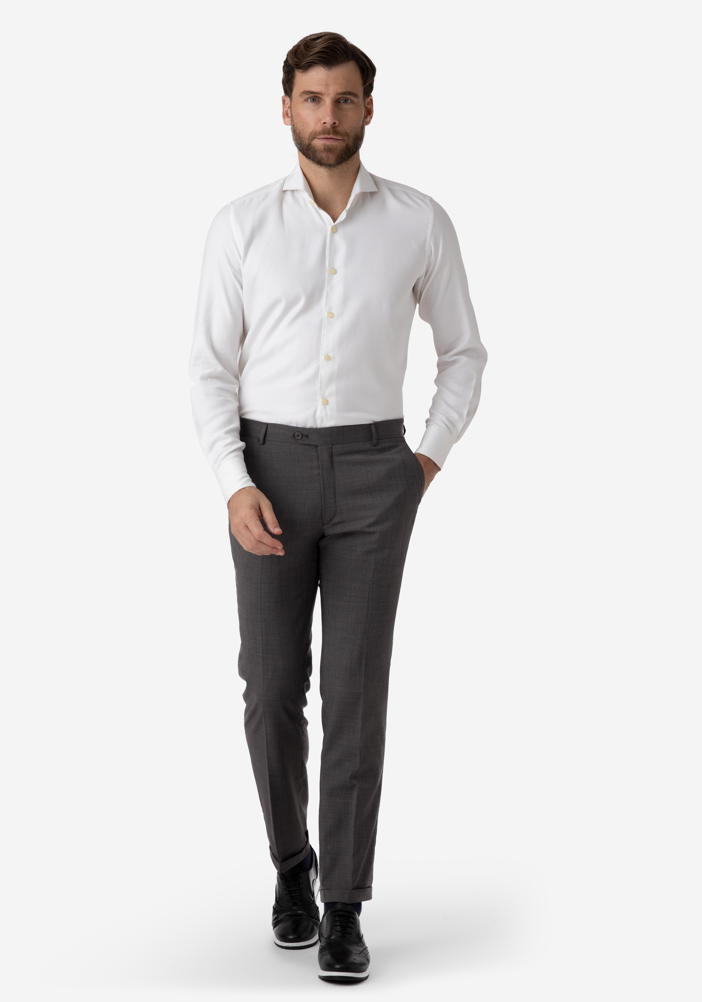 Grey Poly Wool Pants