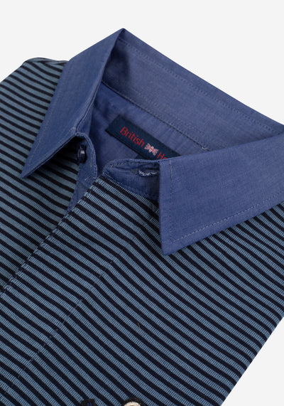 Light Blue Stripe Cotton Sweatshirt