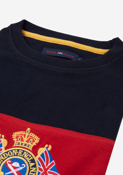 Navy Red Cotton Sweatshirt
