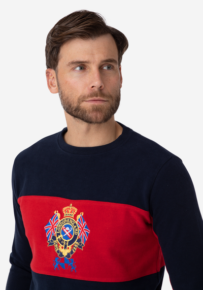 Navy Red Cotton Sweatshirt