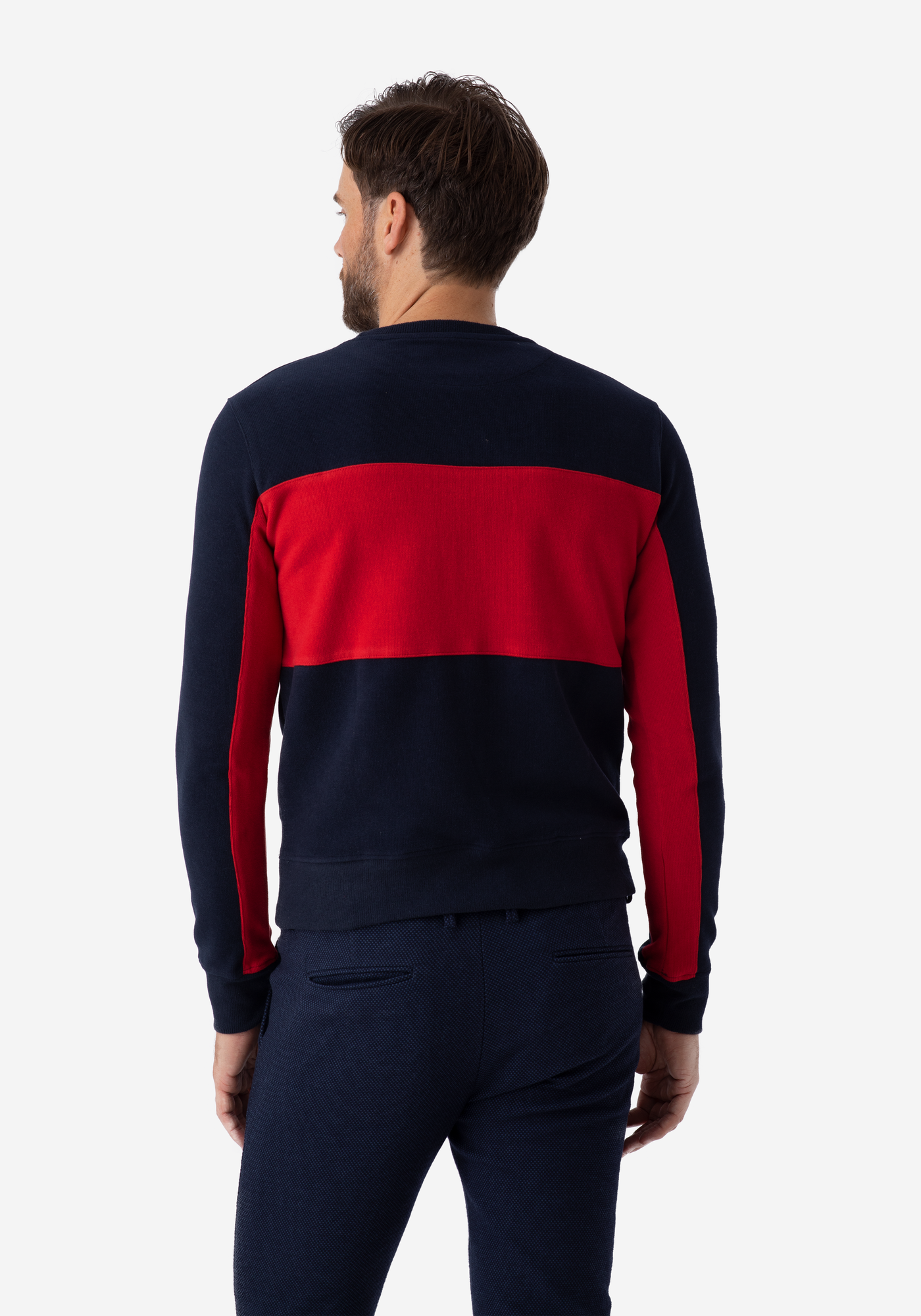 Navy Red Cotton Sweatshirt