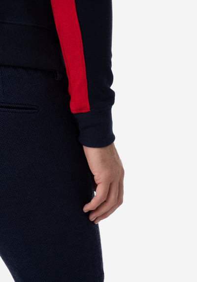 Navy Red Cotton Sweatshirt