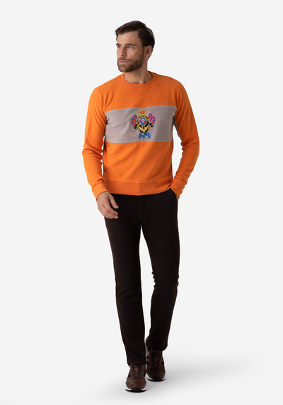 Orange Beige Cotton Sweatshirt
