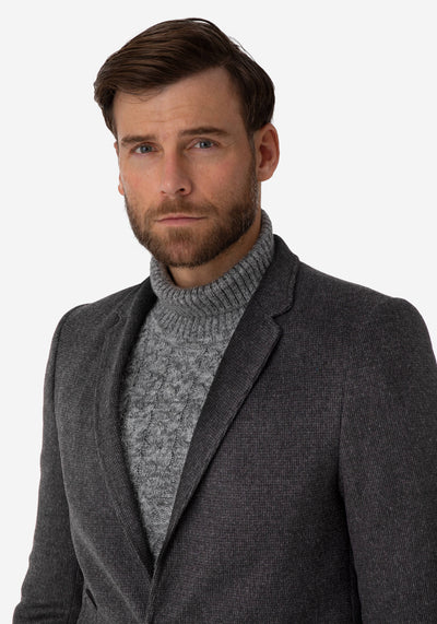 Midnight Grey Poly Wool Coat