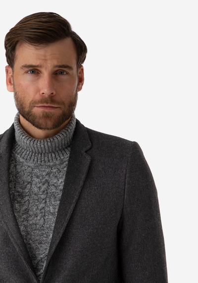 Midnight Grey Poly Wool Coat