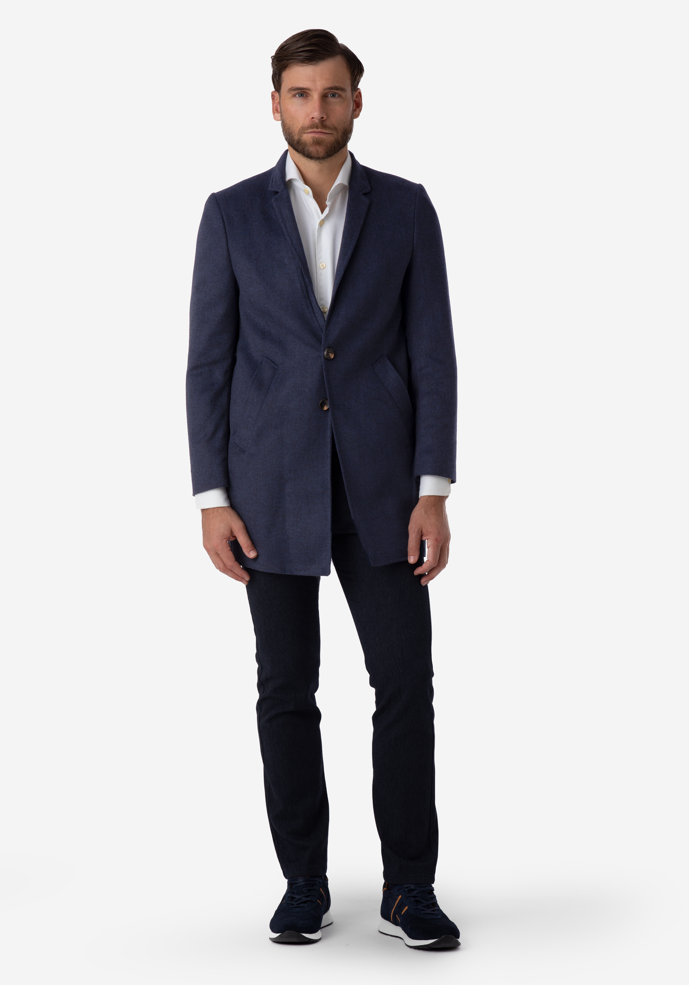 Midnight Blue Poly Wool Coat