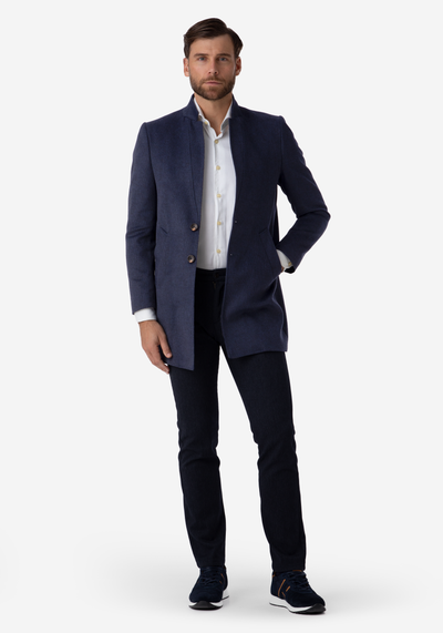 Midnight Blue Poly Wool Coat