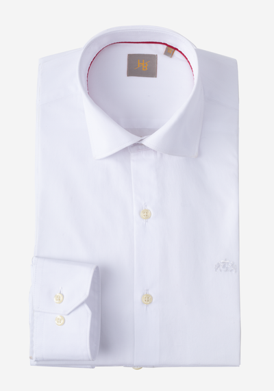 White Poplin  Anti-Wrinkle Shirt - Kent Collar
