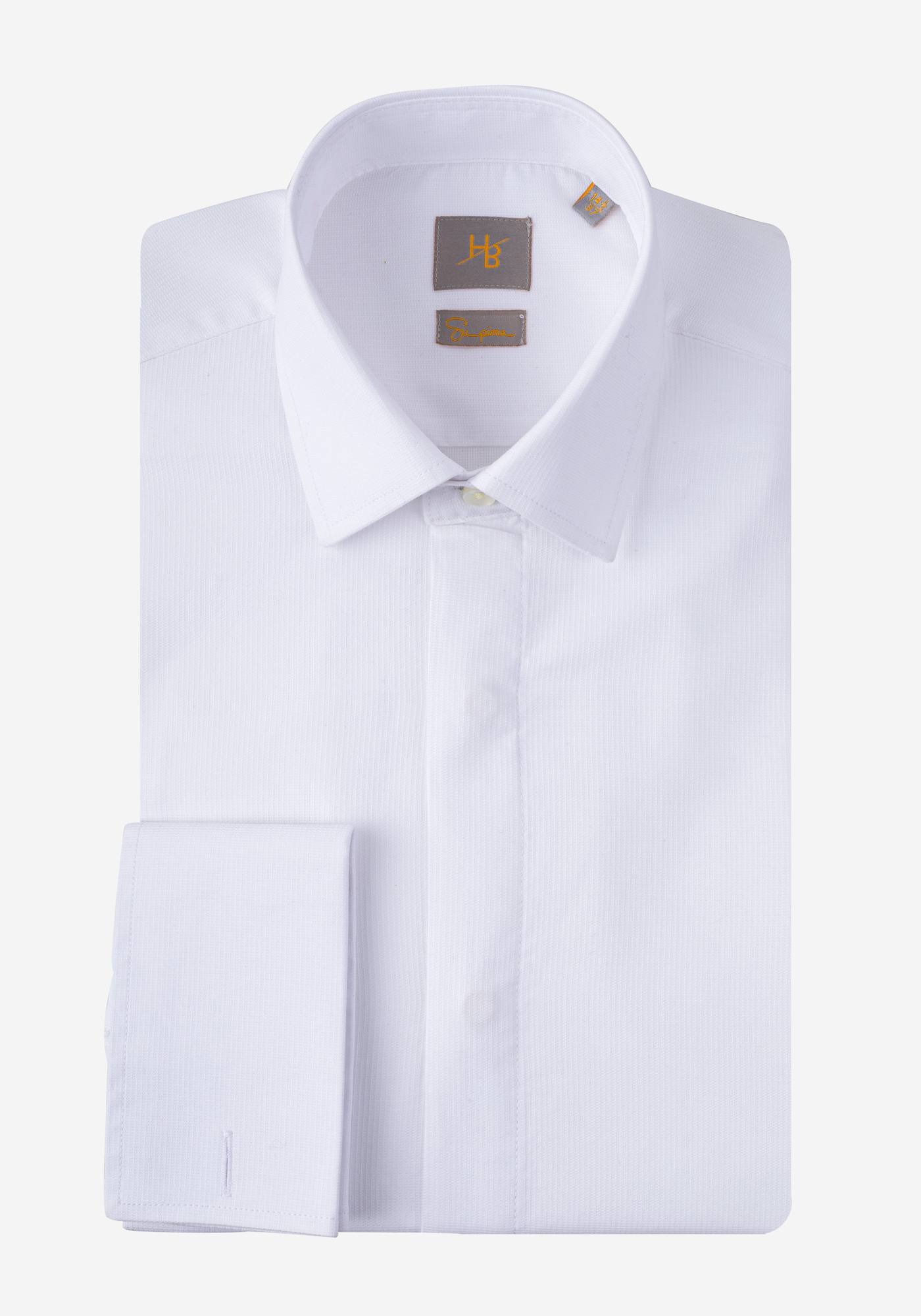 White Jacquard Supima Shirt - Kent Collar