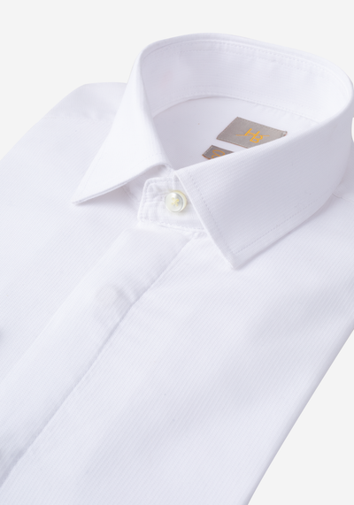 White Jacquard Supima Shirt - Kent Collar