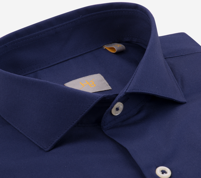 Navy Cotton Lycra Poplin Shirt