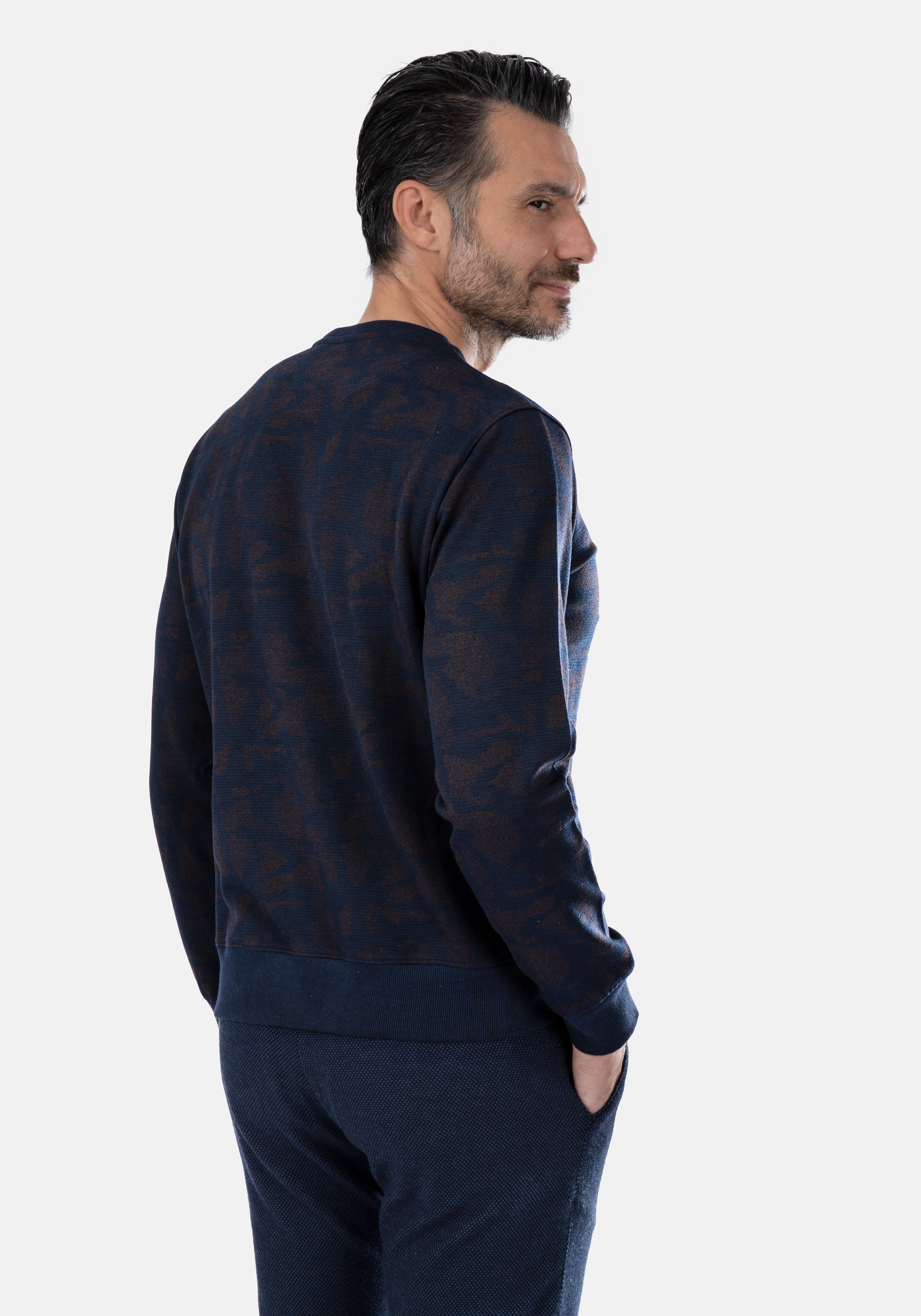 Navy Brown Cotton Sweatshirt