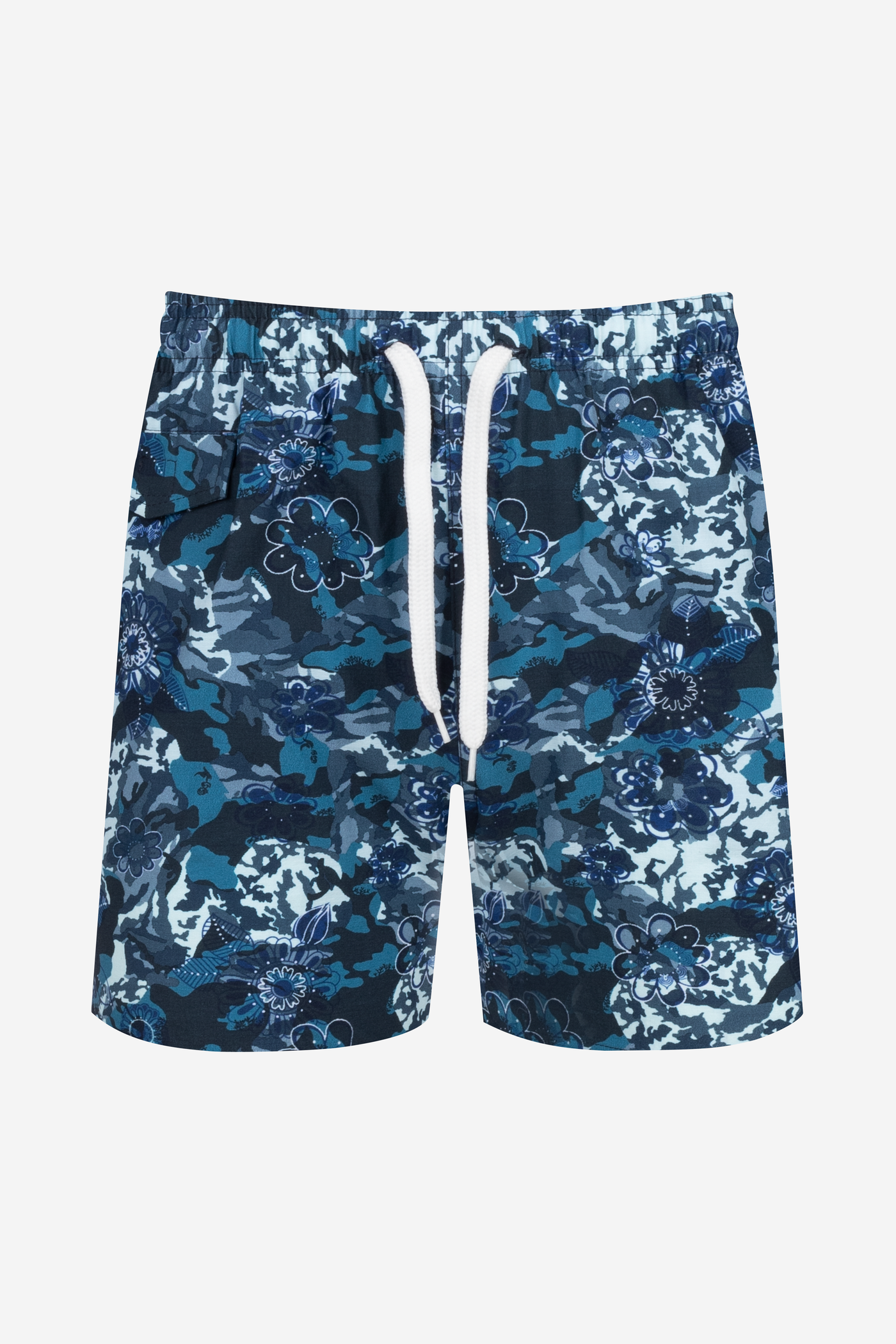 Navy Blue Floral Swim Shorts