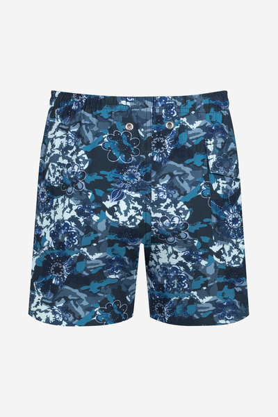 Navy Blue Floral Swim Shorts