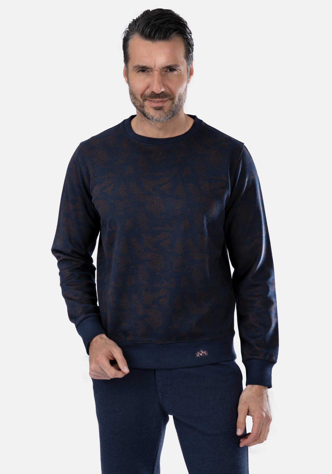 Navy Brown Cotton Sweatshirt