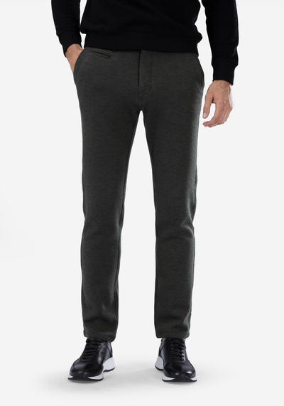 Stretch Knitted Olive Stripe Pants