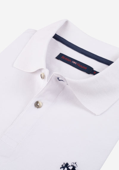 White Cotton Lycra Polo Shirt