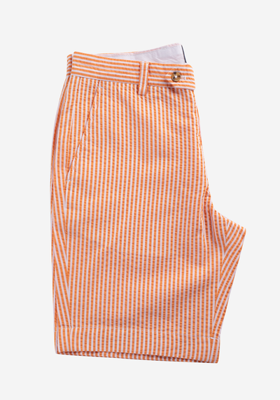 Vivid Orange Seersucker Short