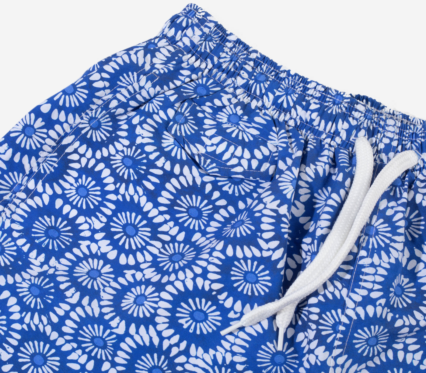 Blue White Floral Swim Shorts