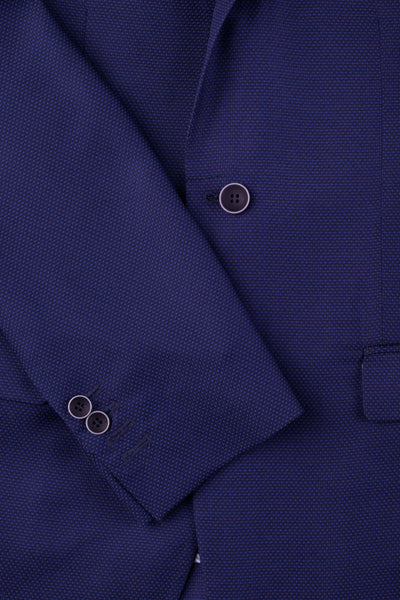Contemporary Fit Dark Blue Dotted Blazer