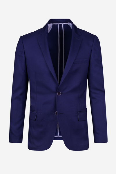 Contemporary Fit Dark Blue Dotted Blazer