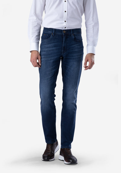 Contemporary-fit Jeans in Dark Blue Denim