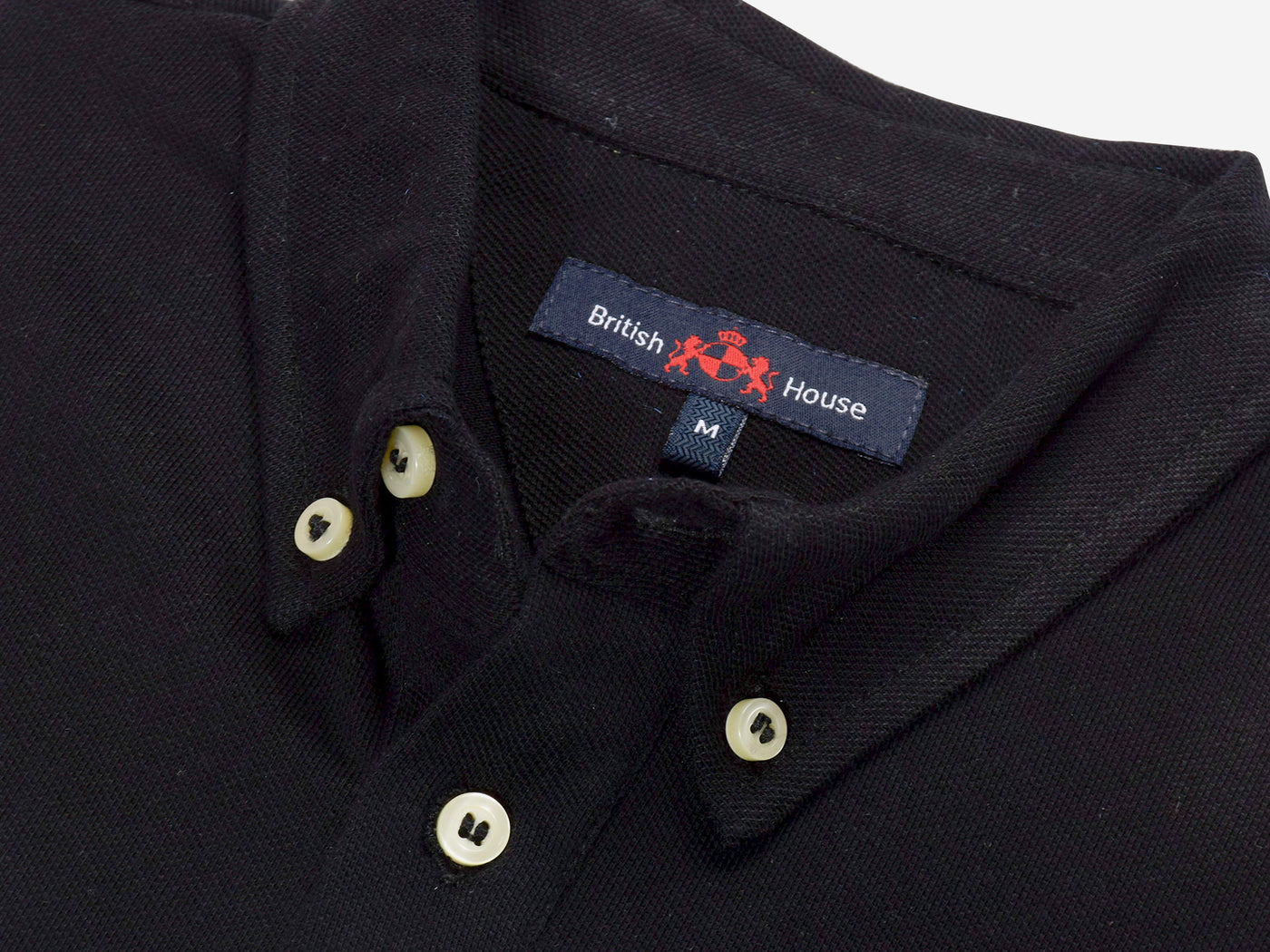 Black Pique Fine Cotton Polo