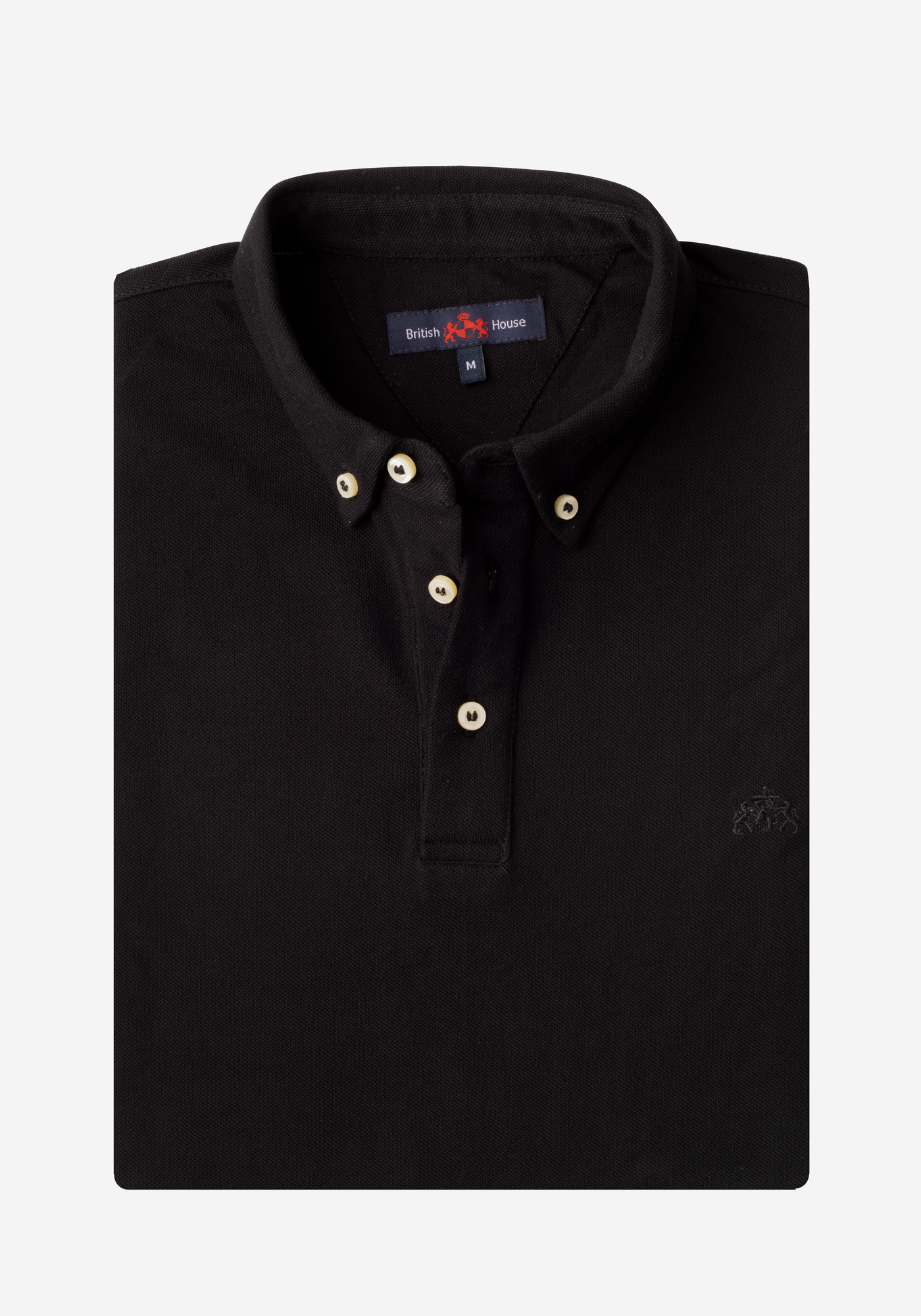 Black Pique Fine Cotton Polo