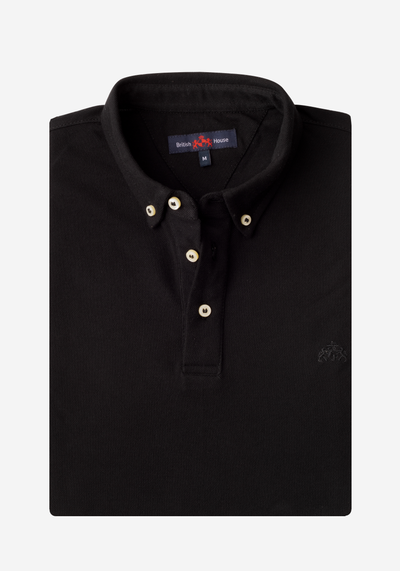 Black Pique Fine Cotton Polo