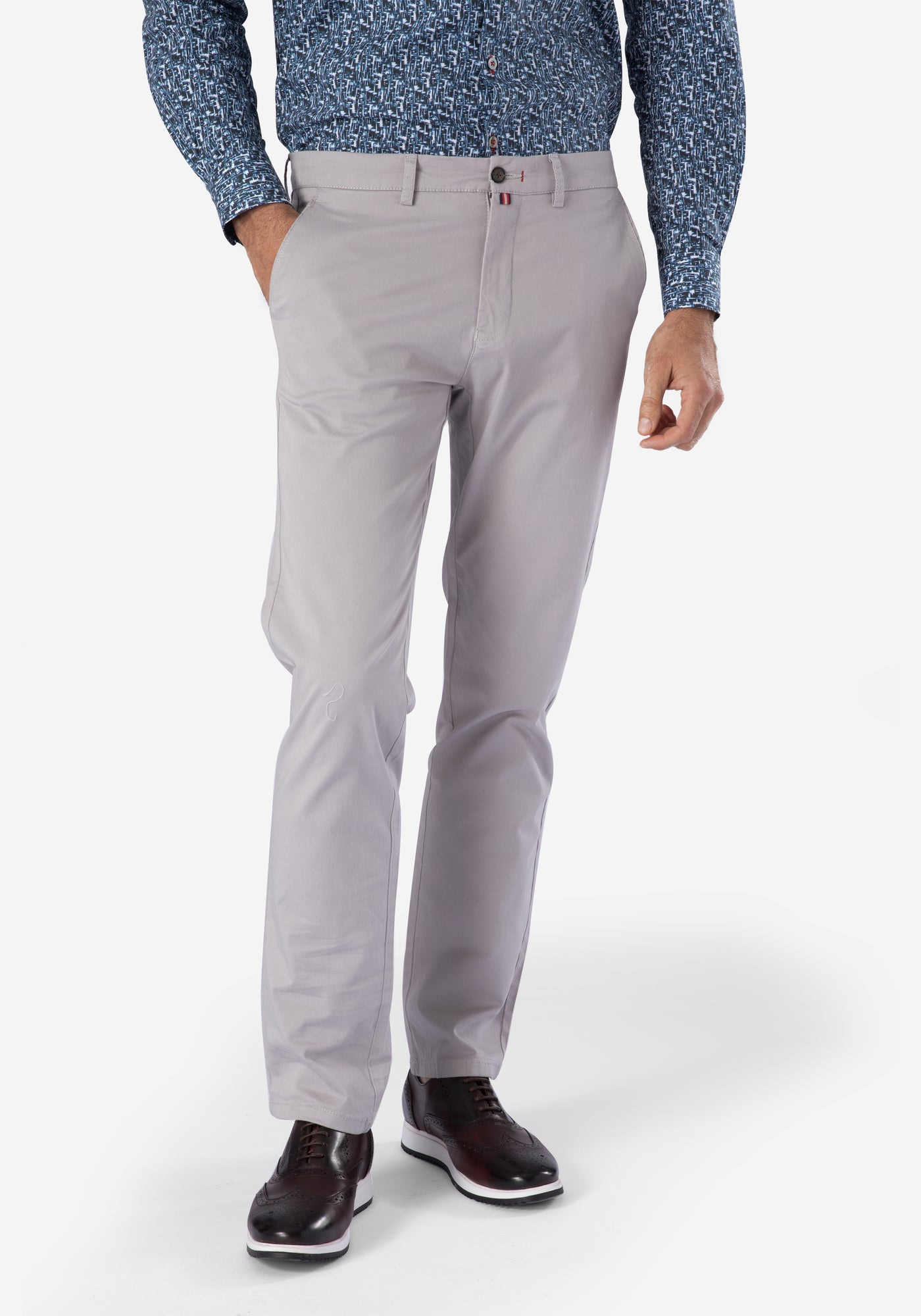 Contemporary-fit Silver Gabardine