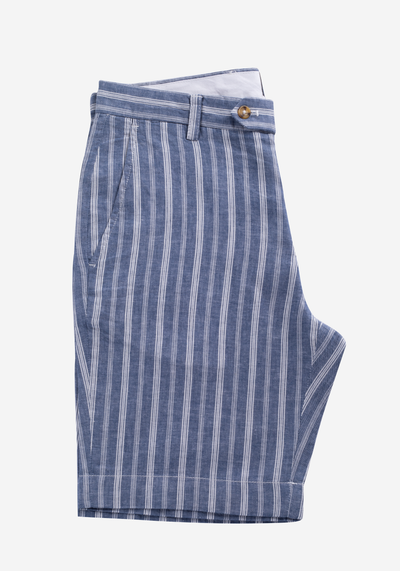 Dull Blue Cotton Linen Short