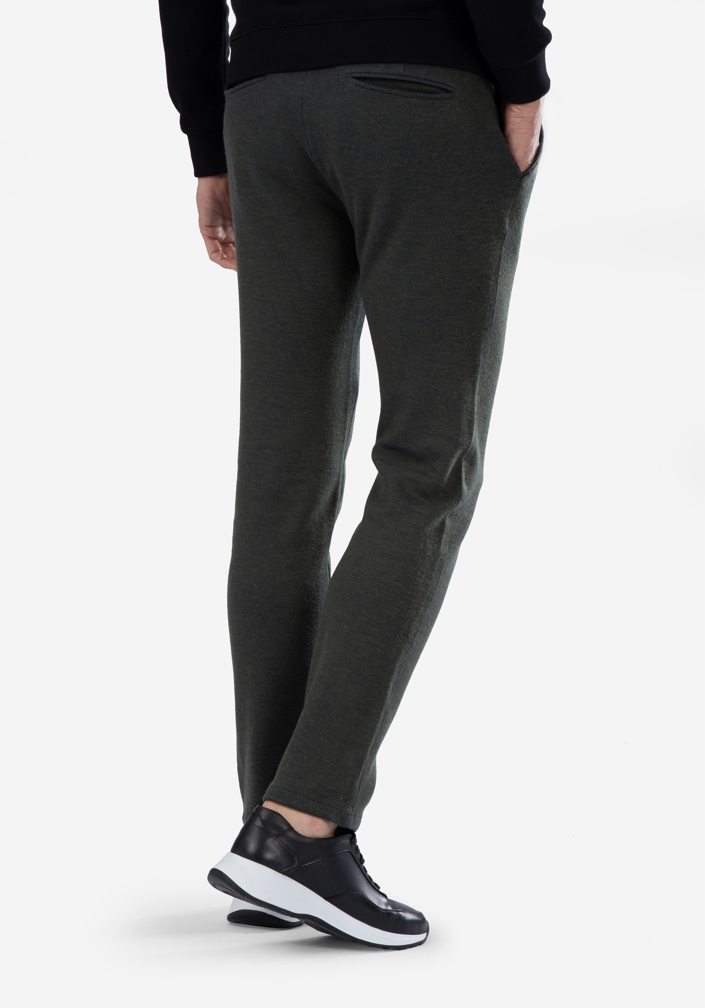 Stretch Knitted Olive Stripe Pants