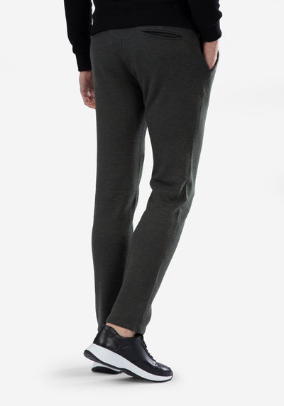 Stretch Knitted Olive Stripe Pants