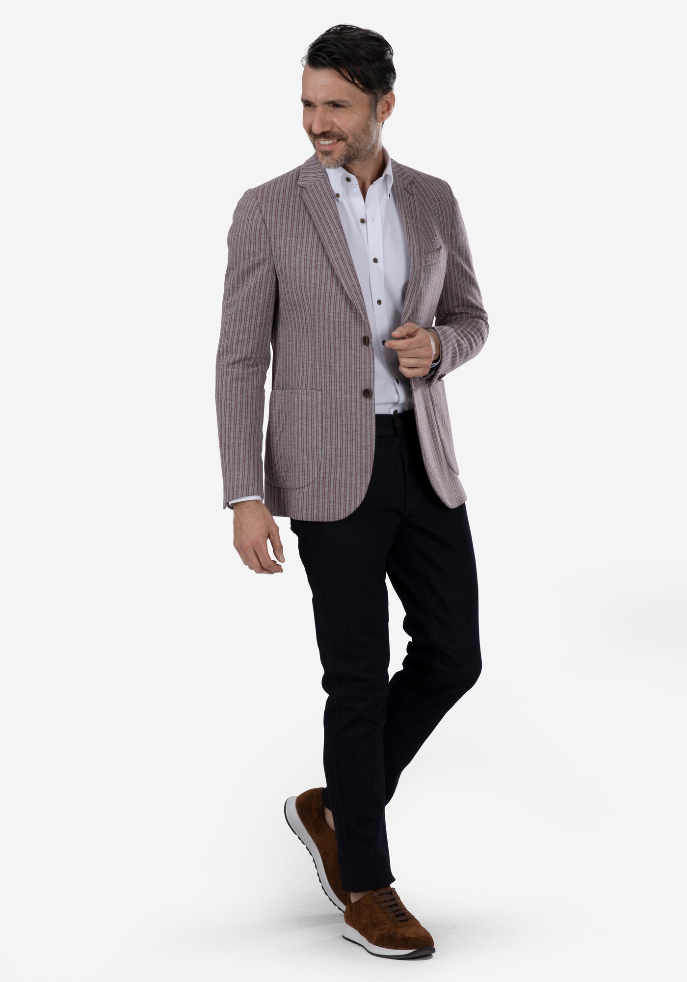 Slim Fit Pastel Pink Stripe Blazer