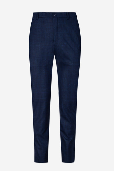 Navy Blue Checked Pants