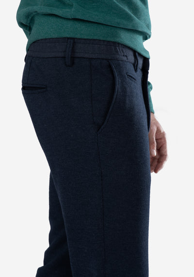 Stretch Knitted Navy Stripe Pants