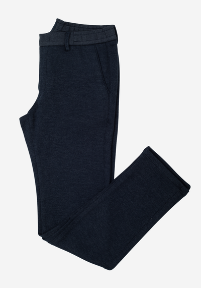 Stretch Knitted Navy Stripe Pants