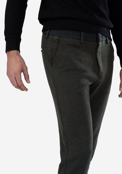 Stretch Knitted Olive Stripe Pants