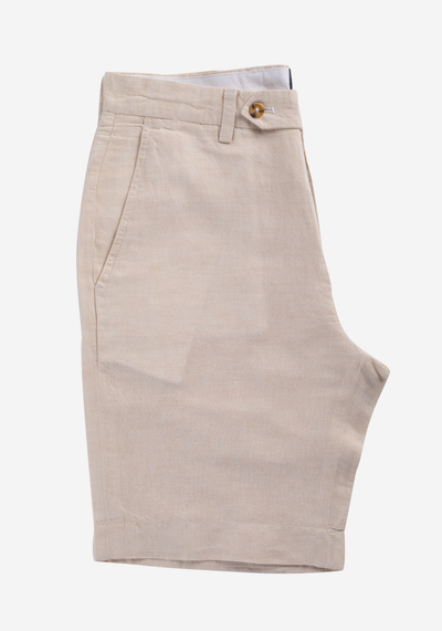 Light Beige Cotton Linen Short