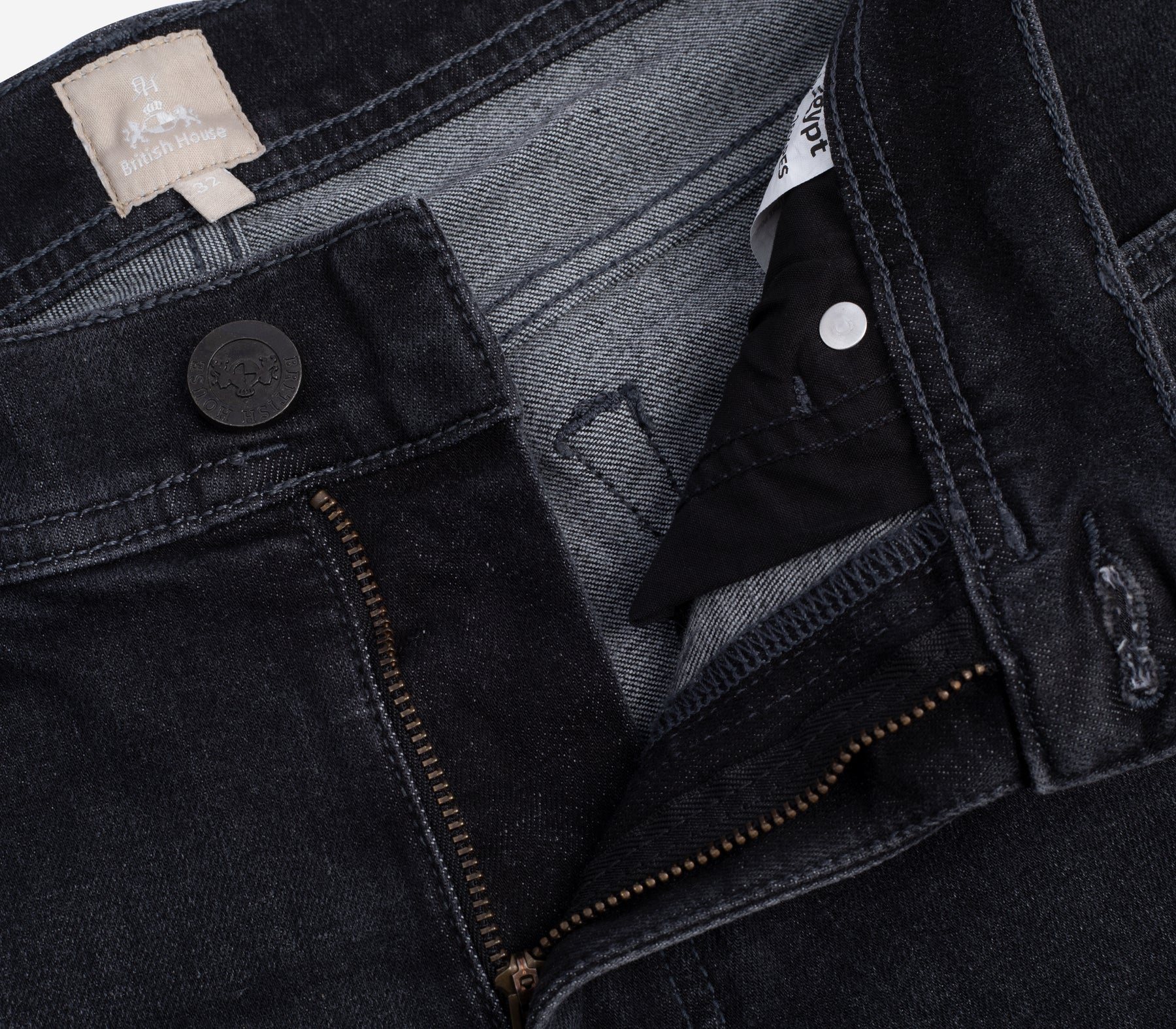Contemporary-fit Washed Black Denim – British House