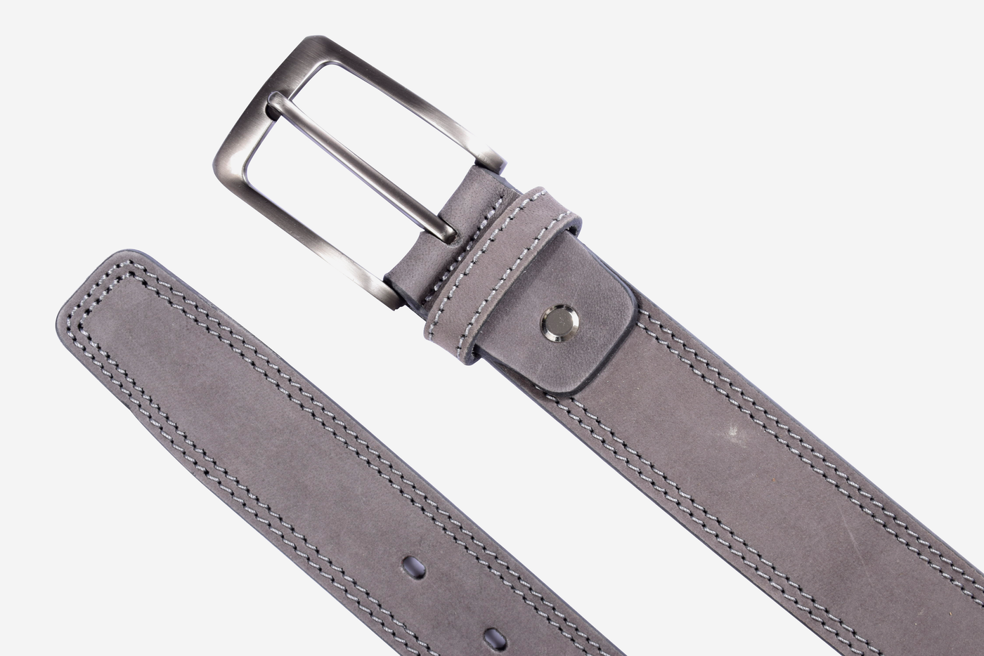 Light Grey Genuine Leather Belt