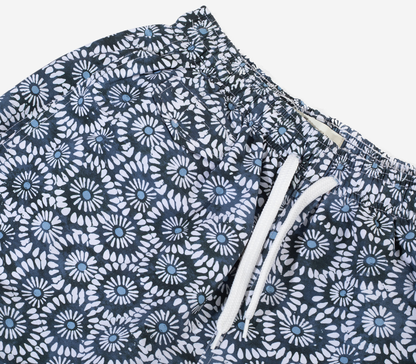 Dark Navy White Floral Swim Shorts