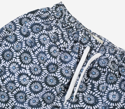 Dark Navy White Floral Swim Shorts