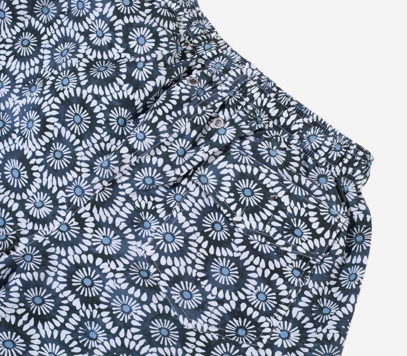 Dark Navy White Floral Swim Shorts