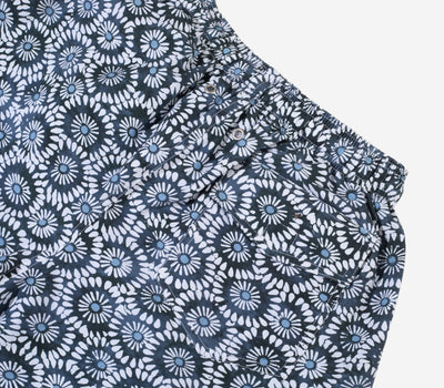 Dark Navy White Floral Swim Shorts