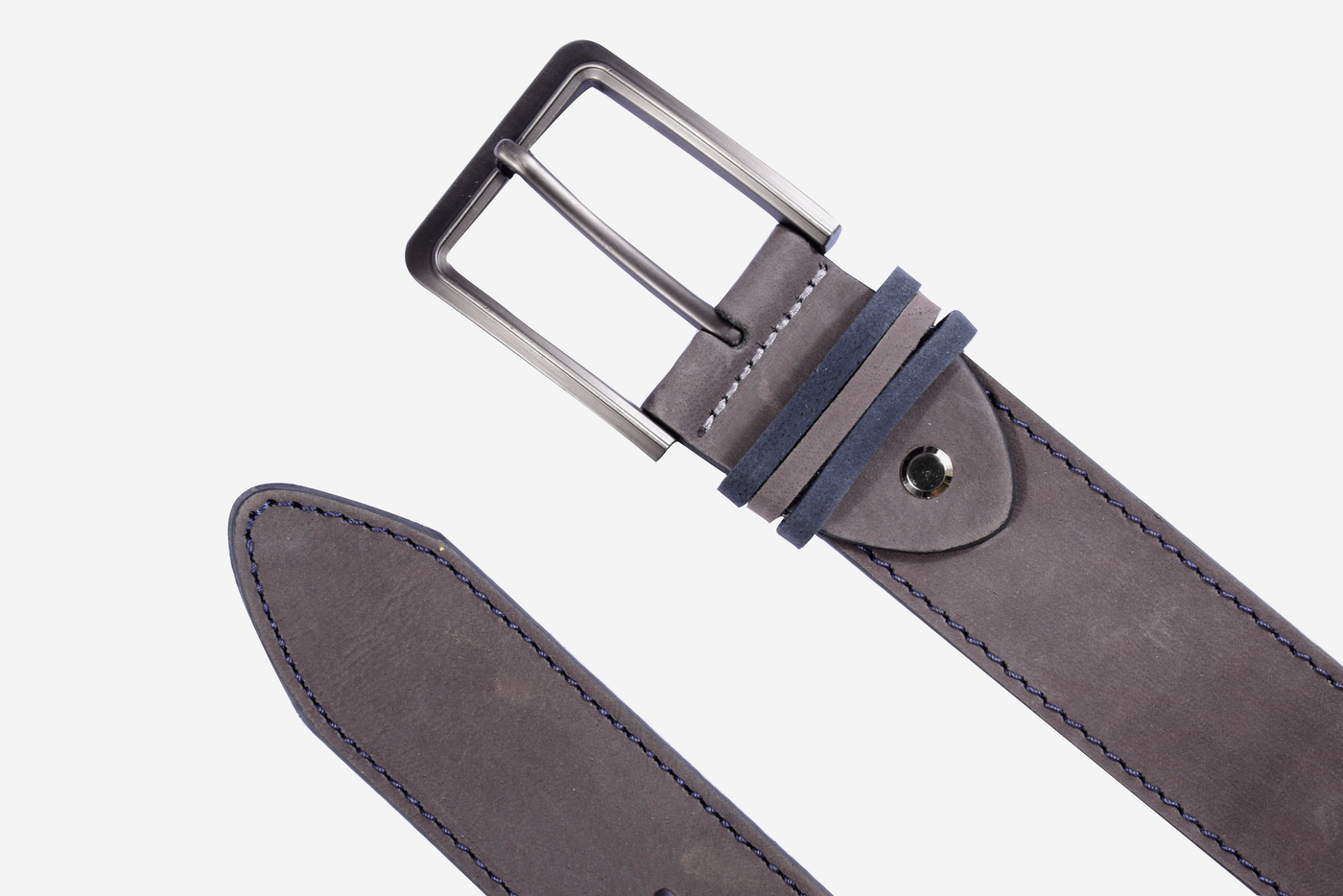 Grey Genuine Leather Belt